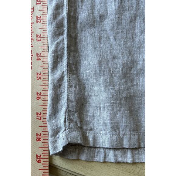 100% Linen Pants Khaki Boho Minimal Elastic Waist Coastal Tan Casual Rowley MED - Picture 5 of 10